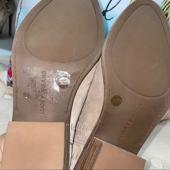 Lucky Brand NWOB! Francee Tan Suede Perforated Edge Boot - Picture 13 of 13